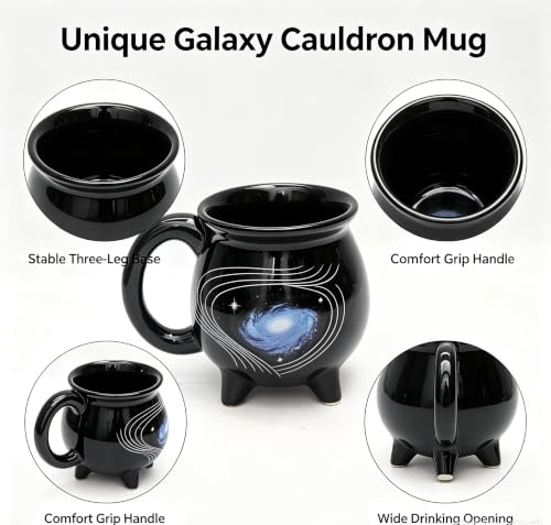 Black Starry Sky Ceramic Cauldron Mug 12 oz Witches Brew Coffee Cup - Variation of THIS listing