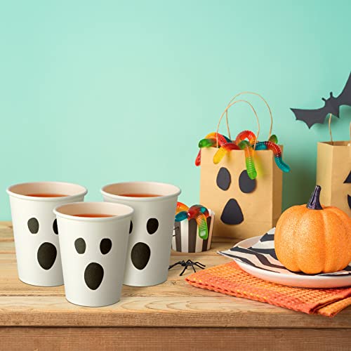 Halloween Ghost Paper Cups 50 Pack - 9 oz Disposable Party Cups