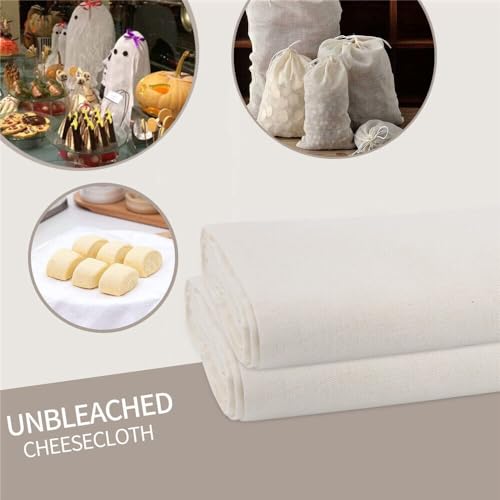 50 Yards Fine Unbleached Cotton Cheesecloth - Reusable Straining & Decoration
