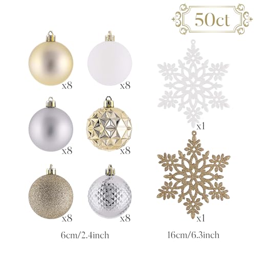Christmas Tree Ornaments Set - Holiday Ball Decorations, 2-Piece Bundle