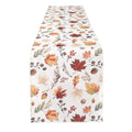 Fall Table Runner for Kitchen & Dining - Harvest Pumpkins & Leaves, Water-Resistant, 13 x 36 inches