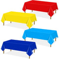 Carnival Party Tablecloths 4-Pack 51x87 Inch Plastic Disposable Rectangular Table Covers for Kids Birthday and Carnival Decorations