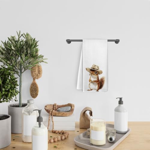Squirrel Kitchen Towels - Wildlife Decor Dish Hand Towels for Kitchen & Bathroom - 16x24 Inch Squirrel Variation