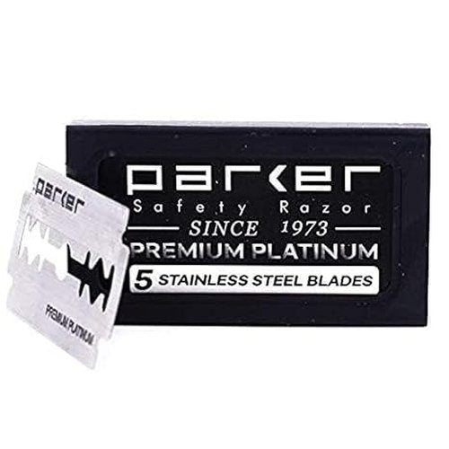 Parker, 45R Heavyweight Double Edge Safety Razor – 3 Piece Design with 4 Inch Handle - Solid Brass Frame for Durability –5 Parker Double Edge Razor Blades included