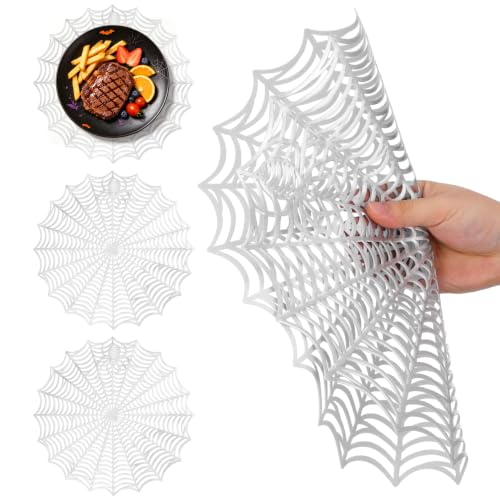4-Pack Halloween Silver Spider Web Placemats Round Table Decor