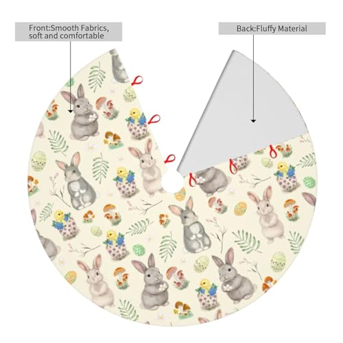 Easter / 48-Inch Bunny Christmas Tree Skirt - Festive Holiday Decor