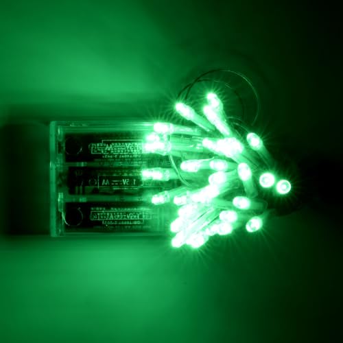 Green Battery Operated Christmas String Lights with 8 Flashing Modes 13 ft Indoor Outdoor