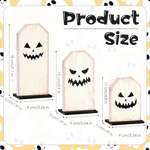 Britimes Ghost Tray Decor Sign 3 Pack White Halloween Wooden Centerpieces