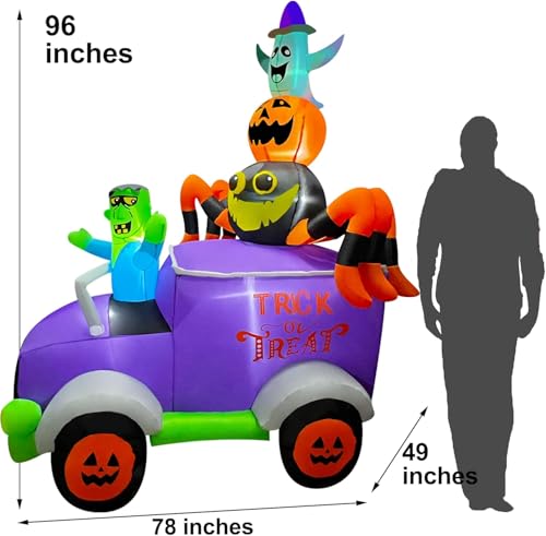 Halloween Inflatable Frankenstein Car Yard Decoration with Lights - 8Ft