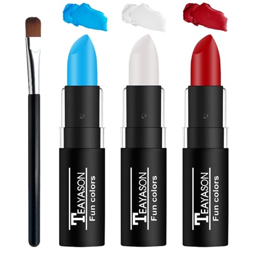 Red, White & Blue Face Paint Sticks for Sports & Events - Blue+White+Red