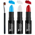 Red, White & Blue Face Paint Sticks for Sports & Events - Blue+White+Red
