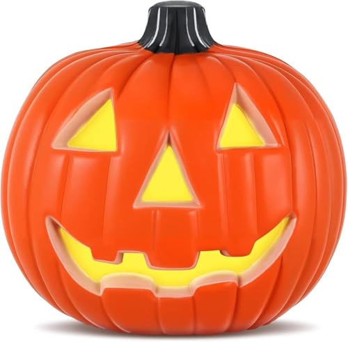 Plastic Pumpkin Lantern Figurine Light - Halloween Jack O Lantern Decor