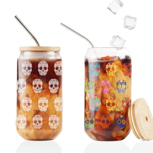 16oz Color Changing Glass with Skull Design - Unique Iced Beverage Tumbler