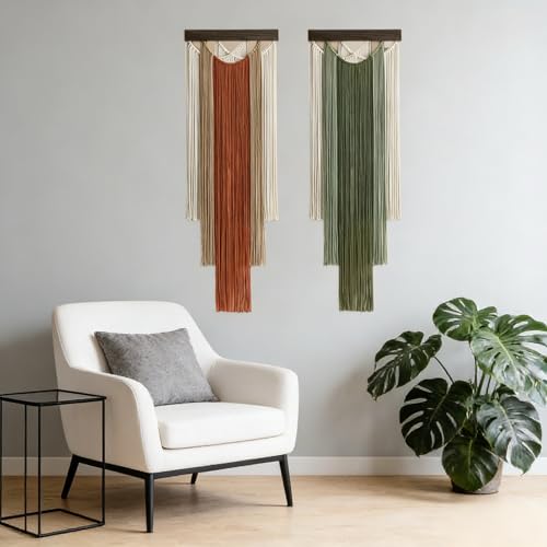 Macrame Wall Hanging Boho Fiber Tapestry - 15.7x47.2Inch, Variation B