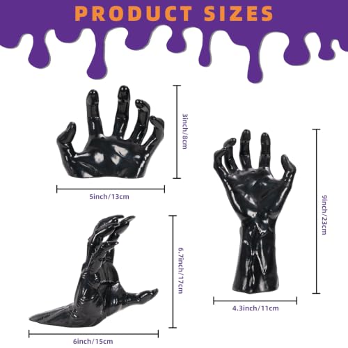 Gothic Halloween Wall Decor Set of 3 with Creepy Skeleton Hands & LED Candles