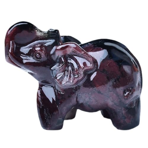 Garnet Crystal Elephant Statue - Healing Gemstone Figurine for Meditation & Decor - 2 Inch - Lucky Guardian Gift