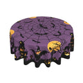 Giwawa Halloween Round Tablecloth 60 Inch - Spooky Pumpkin Cat Bat Web Design, Purple Variant