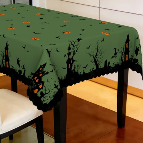 Halloween Tablecloth 60x84 Inches Spider Web and Pumpkin Water-Resistant Decor - Variation of THIS Listing
