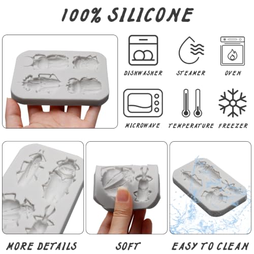 Silicone Beetle Molds for Cake Decorating Insect Candy Mold - 8 Shapes