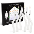 White Ghost Twist Taper Candles 6-Pack - Halloween Ghost Face Decor