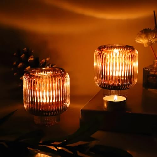 Brown Votive Candle Holders Set of 4 - Fall Thanksgiving Decor Variation of THIS listing