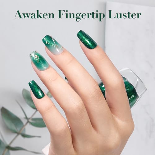 Dark Green Glitter Nail Polish - Quick Dry, Shimmer Finish, 12ml