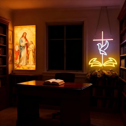 Jesus Cross LED Neon Sign Wall Decor for Christian Homes & Easter - Faith Gift