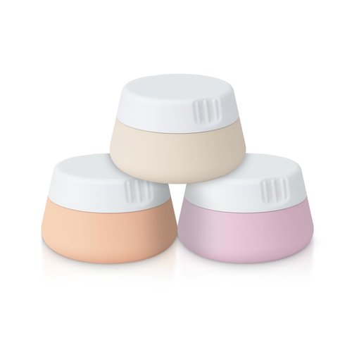 EZY DOSE Silicone Jar, Multi-Purpose Travel-Sized Container, Washable and Reusable, Versatile and Durable Container for Storage, Organizing and Preserving, Pink, Beige, and Peach, BPA Free, 3-Pack