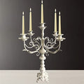 Vintage White 17-Inch 5-Arms Cast Iron Candlestick Holders for Taper Candles