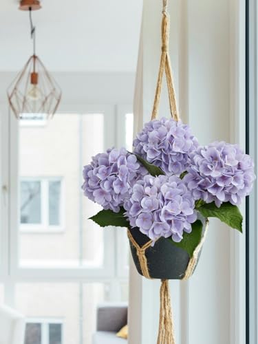 Pale Purple Hydrangea Artificial Flowers - 19.6 Inch Faux Bouquet, 4-Pack for Indoor & Outdoor Decor