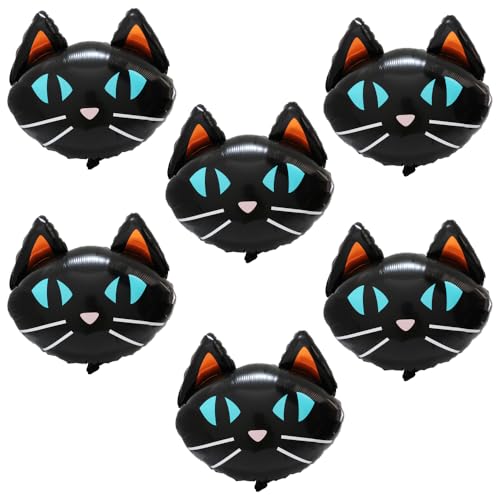 Black Cat Foil Balloon Pack - Halloween Party Decorations, Reusable Kids Balloon Set