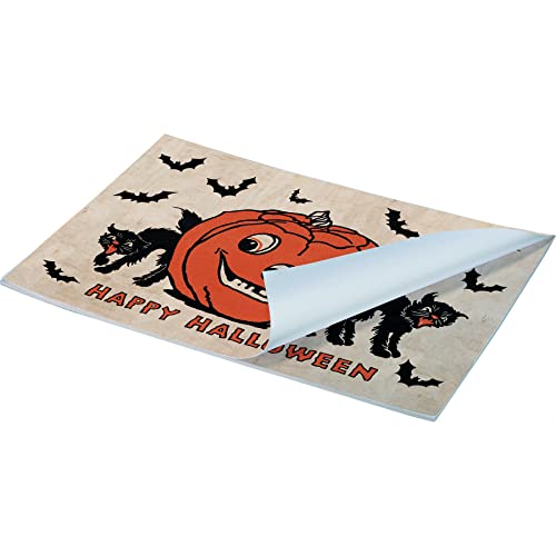 Halloween Paper Placemat Set - Vintage Jack-O-Lantern Black Cats Bats, 24 Pack