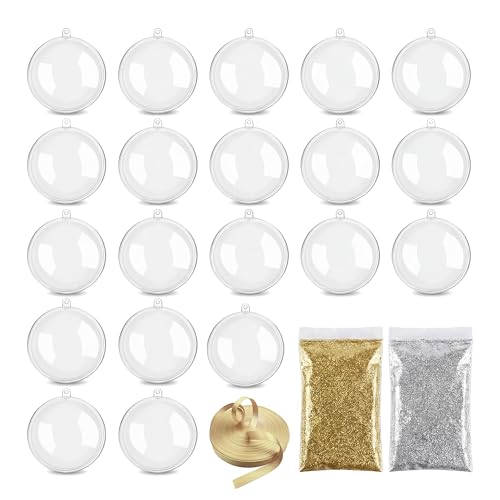 Small Transparent Fillable Acrylic Ornament Balls - 20 pcs, 6cm, DIY Crafts