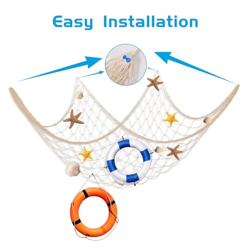 10 Pieces Fish Net Decor 39.4x78.7 Inch Decorative Fishing Nets for Home & Party