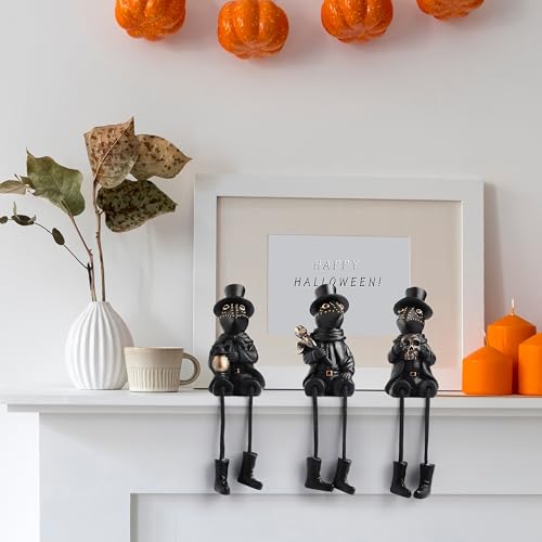 Halloween Gothic Plague Doctor Figurines Shelf Sitters with Dangling Legs - Spooky Decor