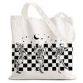 Reusable Grocery Shopping Bag with Dancing Skeletons Halloween Design - Goth Tote