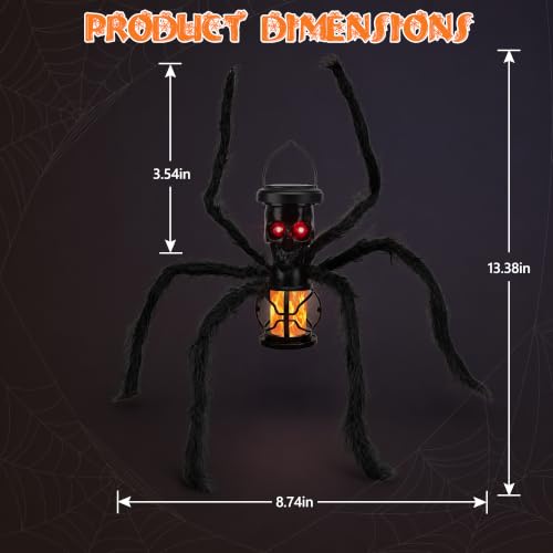 Halloween Skull Solar Lantern with Spider Legs - Orange, Flickering Flame Effect, Waterproof Outdoor Decor