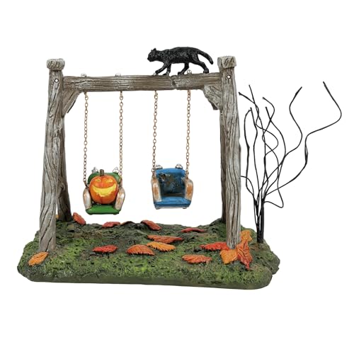 Halloween Village Figurine Spooky Swingset - 4.25 Inch, Multicolor