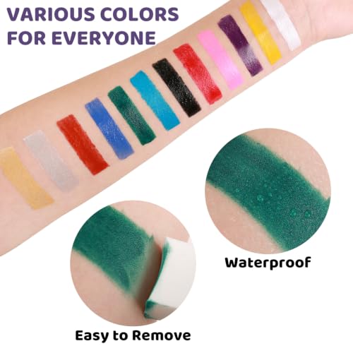 12 Color Oil-Based Face Paint Kit with Brushes & Sponges for Halloween Makeup - Variation of THIS listing