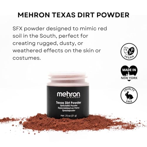 Mehron Texas Dirt Special Effects Makeup Powder - Medium, 0.75 oz, Halloween & Cosplay