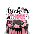 Halloween Themed Cake Topper Pink Trick or Three 3rd Birthday Decorations