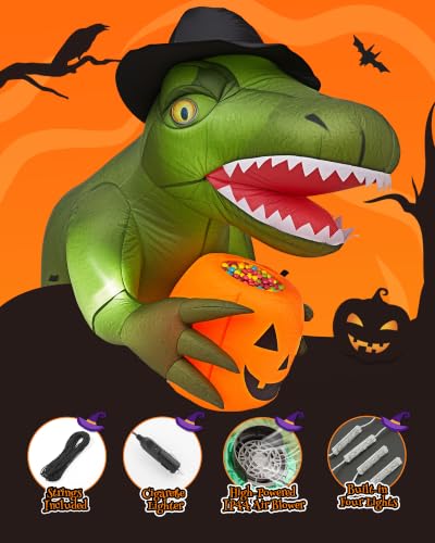 Green Trunk or Treat Car Decorations Kit with 4 LEDs - Halloween Inflatable for Vehicle
