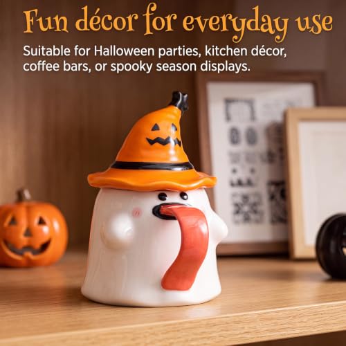 Halloween Ghost Coffee Mug - 14 oz Ceramic Spooky Drinkware for Halloween