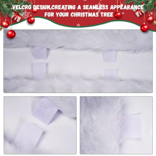 White Faux Fur Christmas Tree Skirt 60 Inch Luxury Velvet Holiday Decor - Variation: White-Faux Fur / 60IN