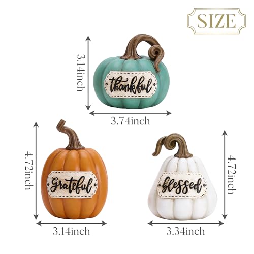 Medium Fall Pumpkin Decor Set of 3 Resin Pumpkins Indoor Outdoor Thanksgiving