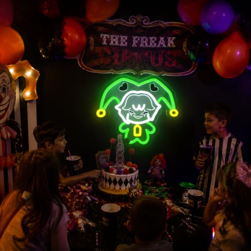 Green Harlequin Circus Neon Sign Wall Decor - 11.8x10.2 Inches with Dimmable LED USB Light