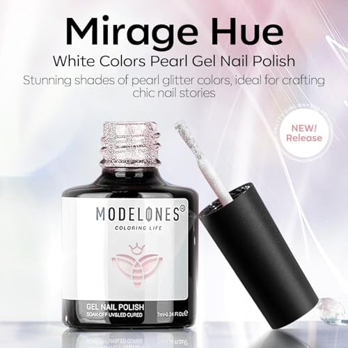 Sheer Pearl Opal White Glitter Gel Nail Polish - Modelones A01-Shell Pearl