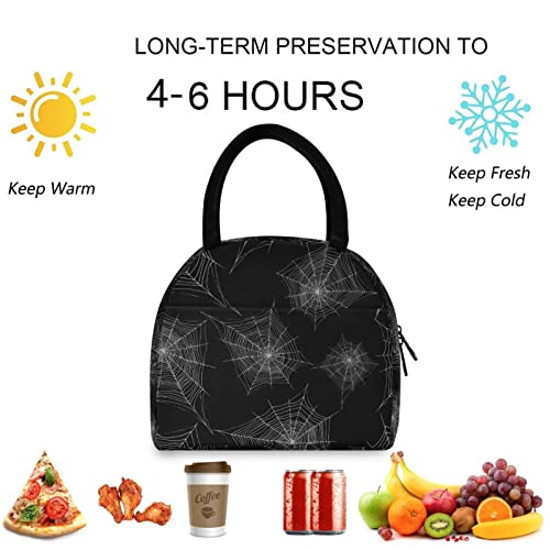 Spider Web Halloween Insulated Cooler Lunch Tote Bag - Black, Web Design