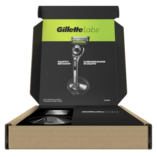 GilletteLabs with Exfoliating Bar by Gillette Razor for Men - 1 Handle, 4 Razor Blade Refills, Includes Premium Magnetic Stand