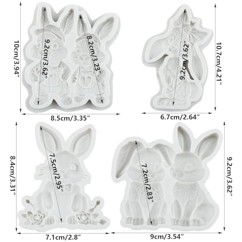 Easter Bunny Silicone Fondant Mold Set - Rabbit & Bunny Shapes, Style E